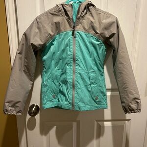 The North Face Kids Teal and Gray Raincoat
